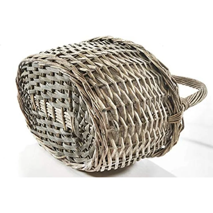 Kobolo Dekokorb Henkelkorb aus grauer Weide mit Textilfutter (1 Stück) – Bild 4