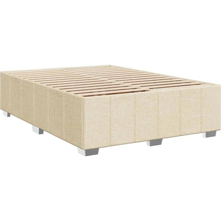 vidaXL Boxspringbett mit Matratze Creme 140x190 cm Stoff 3285475 – Bild 5