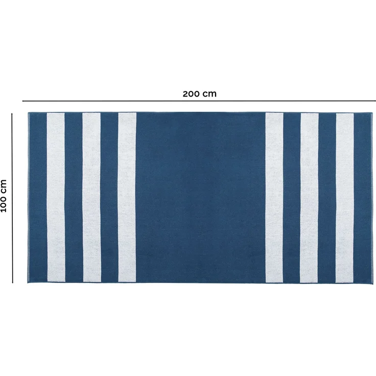 ZOLLNER Strandlaken groß 100x200 cm, gestreift, 100 % Baumwolle, dunkelblau (blau) – Bild 2