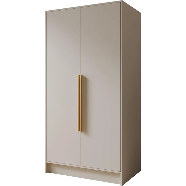 MEBLINI Kleiderschrank PORTINA 100cm - Kaschmir - mit goldfarbenen Griffen - Drehtürenschrank ohne Spiegel - Kleiderstangen und Regalböden – Bild 1