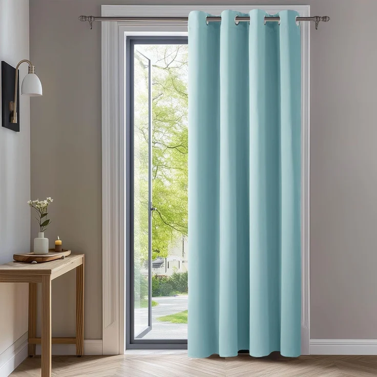 Deconovo Blickdichte Gardinen mit Ösen Verdunklung Thermovorhang Himmelblau | 1 Stück, H240 x B140 cm, Ösenschal, Kälteschutz und Hitzeschutz, Abdunkelnd, Sichtschutz für Schlafzimmer, Blackout Curtain