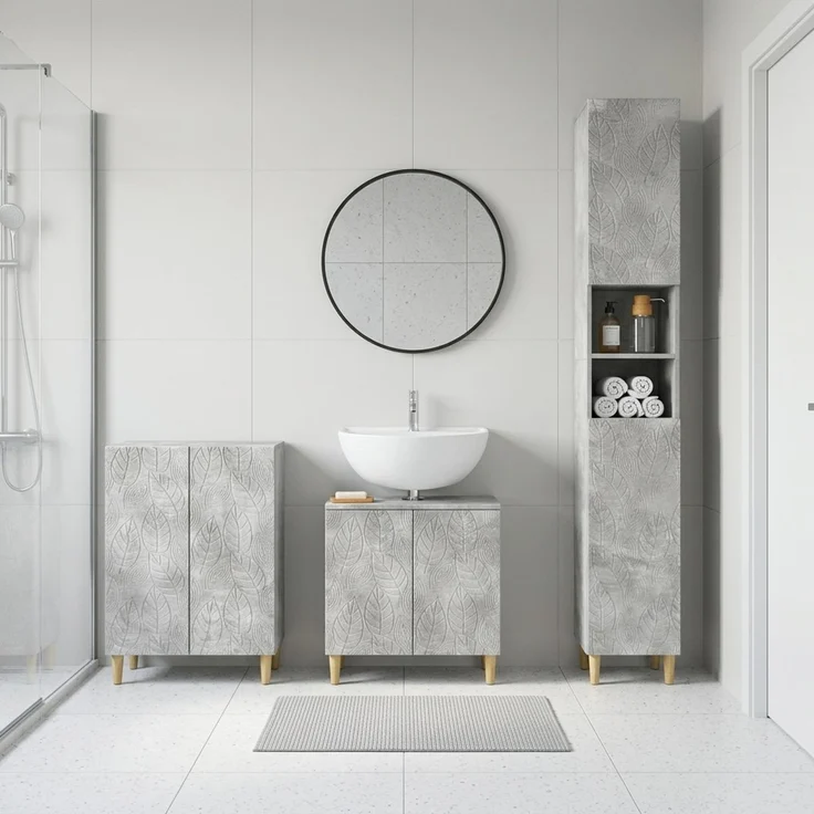 vidaXL 3-teiliges Badezimmer-Schranksystem DELFT Betongrau 3417462 – Bild 1