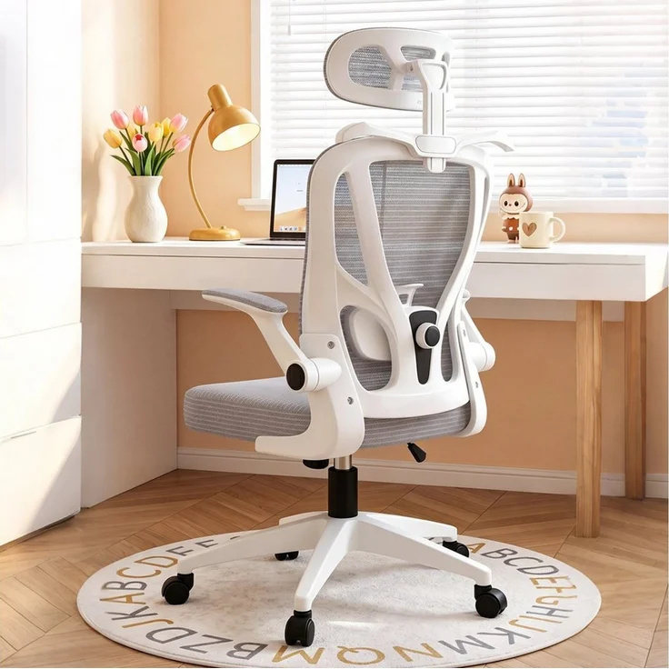 POPOLIC Bürostuhl Ergonomischer, verstellbarer Bürostuhl aus Netzgewebe – schwarz-weiß – Bild 2