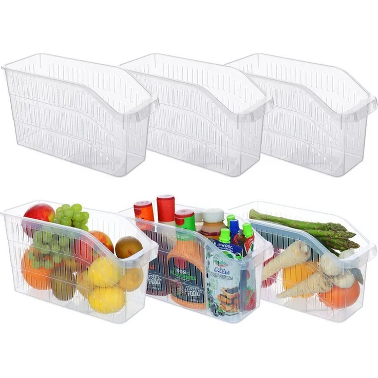 astor24 Aufbewahrungsbox 3er Set Kühlschrank Organizer Aufbewahrungs Box Korb Kiste Vorratsbehä