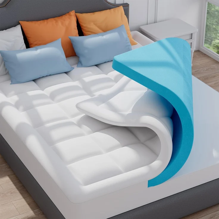 Elemuse, Topper H3/H4 Gel Memory-Schaum Matratzentopper, Waschbar Bezug, 7 cm hoch, Stützschaum, Atmungsaktiv, Druckverteilung, Topper für Boxspringbett – Bild 1