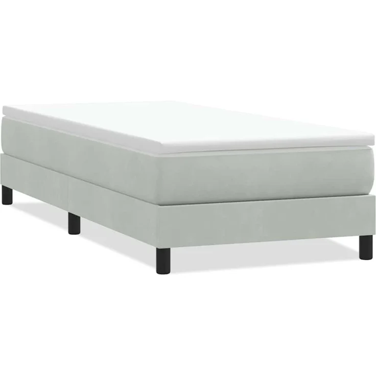 vidaXL Boxspringbett ohne Matratze Hellgrau 80x220 cm Samt 3315849 – Bild 2
