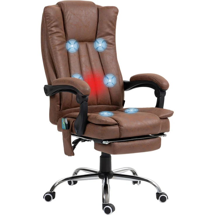 MELAYR, Bürostuhl mit Massage- und Heizfunktion, verstellbarer Höhe, verstellbarer Rückenlehne, 79 x 36 x 65 cm, Braun – Bild 1