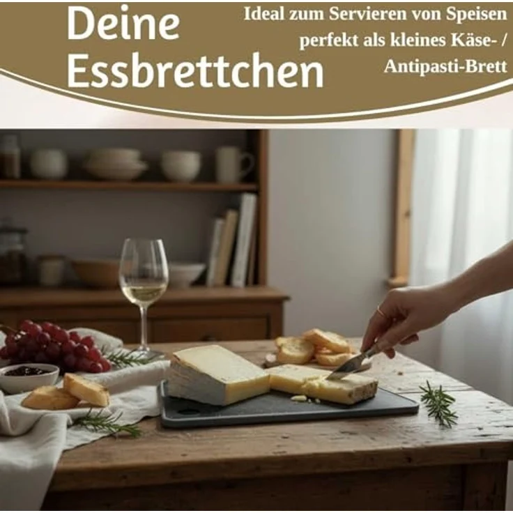LS-LebenStil Frühstücksbrett 2x Brettchen Essbrettchen Frühstücksbrettchen 23x16cm Granit Optik, Kunststoff, (2-St, Frühstücksbretter Schneidebretter - rundes Loch zum Aufhängen), Kleines Essbrett Brettchen Vesperbrett Spülmaschinenfest – Bild 7