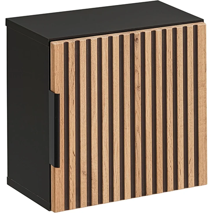 Badezimmer Hängeschrank 35x35 cm XANTEN-56 in anthrazit mit Eiche Nb. schwarze Rillen, B/H/T: ca. 35/35/22 cm – Bild 2