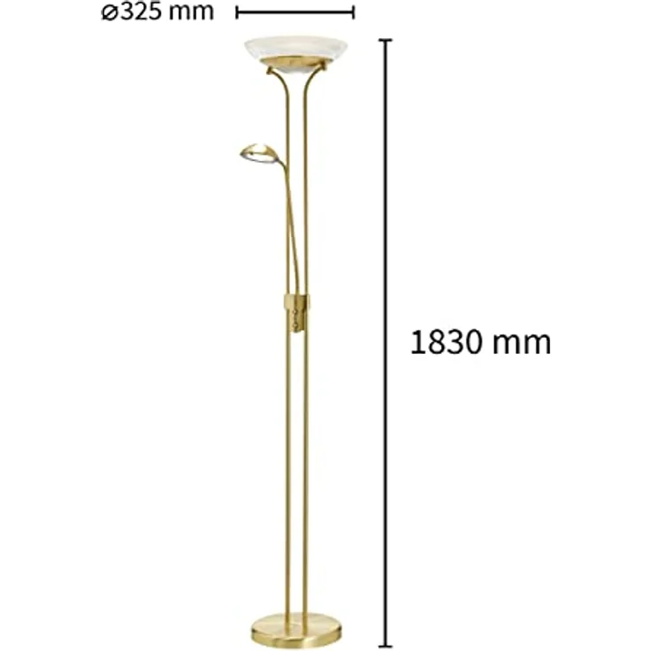 Lindby LED Stehlampe, dimmbare Deckenfluter mit verstellbarem Lesearm, Metall messing, Höhe 183 cm, für Wohnzimmer und Büro – Bild 3