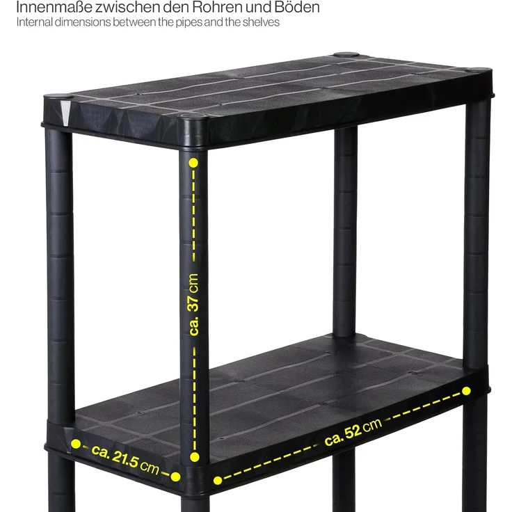 Set: 2 x KREHER Haushaltsregal 12" mit vier geschlossenen Böden in Schwarz – Bild 3