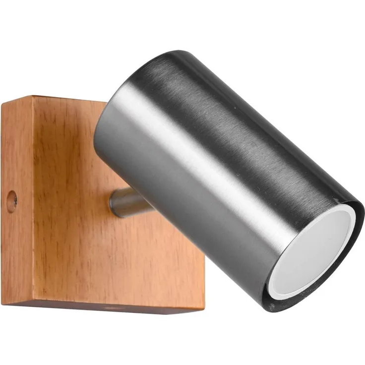 Wandleuchte, Holz, nickel-matt, Spot verstellbar, H 16 cm