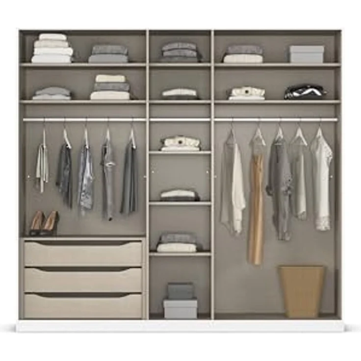 Rauch Möbel Alabama, Kleiderschrank für Schlafzimmer, Kinderzimmer, Wohnzimmer, Garderobe, Flur, 5-türig, Spiegel, mit Zubehör Premium, Farbe Beige/Eiche Artisan. Holz, Breite 226 cm – Bild 6