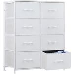 Sweetcrispy Kommode für Schlafzimmer, breite Schublade Kommode, 8 Stoffschubladen mit Griffen, Schrank, TV Stand für Schlafzimmer, Schrank, Wohnzimmer, Kinderzimmer