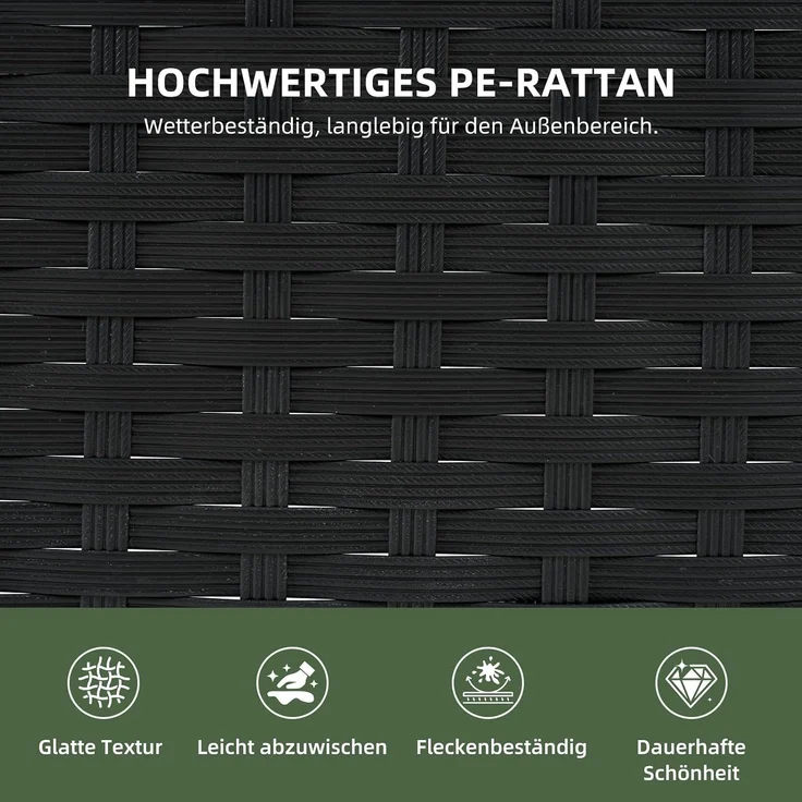 Aoxun 2-Sitzer-Gartenbank aus Rattan, extrabreite Outdoor-Zweisitzerbank mit seitlichem Ablagetisch 144x62x80cm, bequemes Terrassenmöbel-Set mit Kissen und Regenschutz für Garten, Balkon, Cremefarben – Bild 6