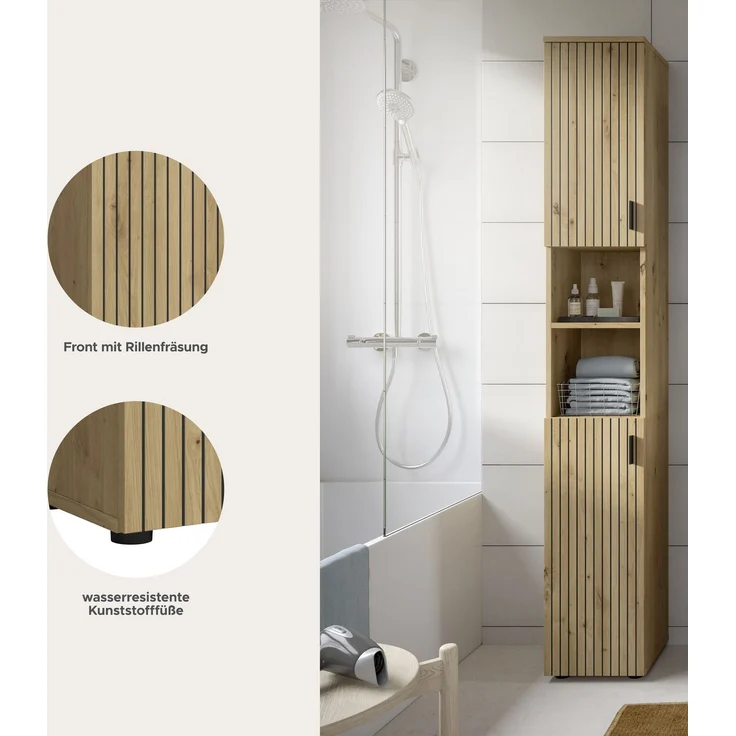 Badschrank B/H/T: 30x192x30 cm in Artisan Oak Nachbildung und -- – Bild 8