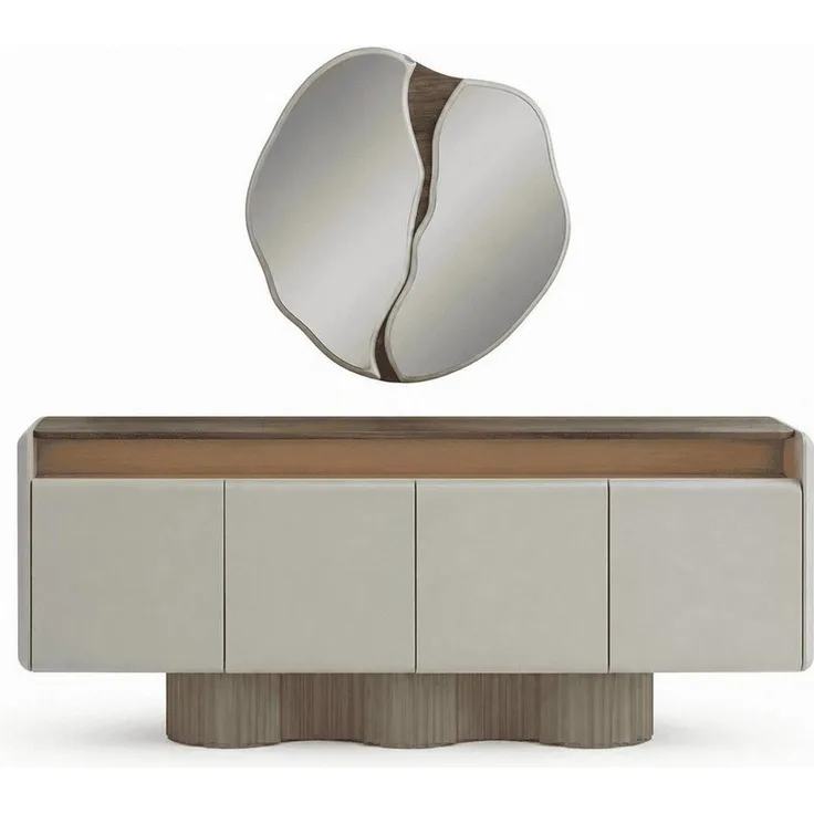 JVmoebel Sideboard Design-Sideboard mit Wandspiegel, 209 cm, 4 Schubladen, Made in Europa