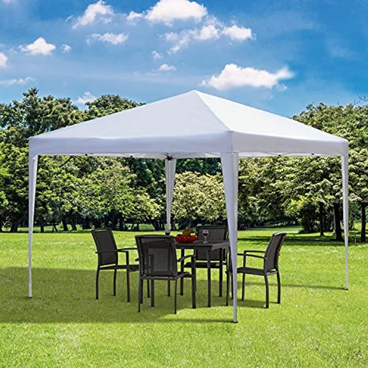 Outsunny Pavillon 2,95 x 2,95 m Pop-Up Faltpavillon mit UV-Schutz, wasserfestem 210D Oxford und robustem Stahlrahmen, Weiß – Bild 2