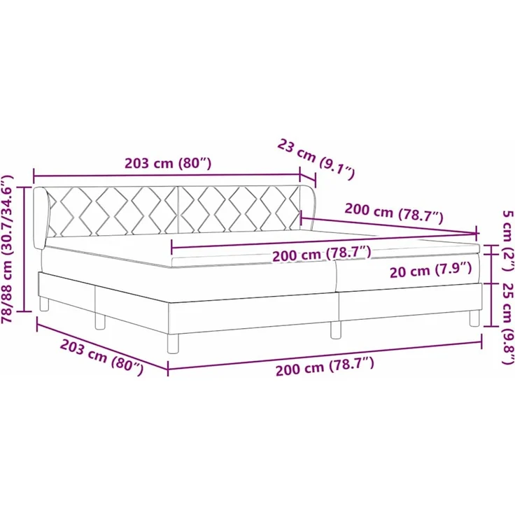 vidaXL Boxspringbett mit Kopfteil Blau 200 x 200 cm Stoff 3340114 – Bild 12
