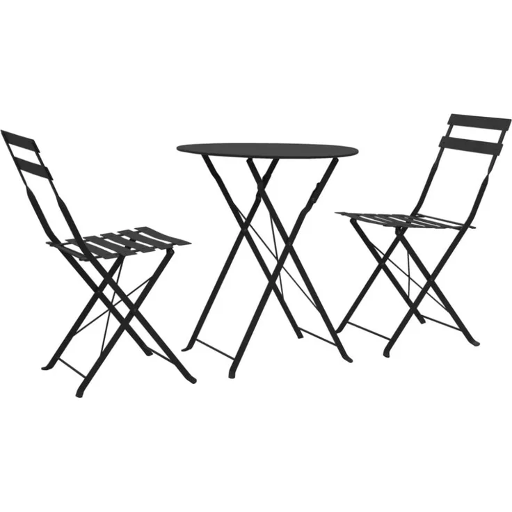 vidaXL 3-tlg. Bistro-Set Stahl Schwarz 44356