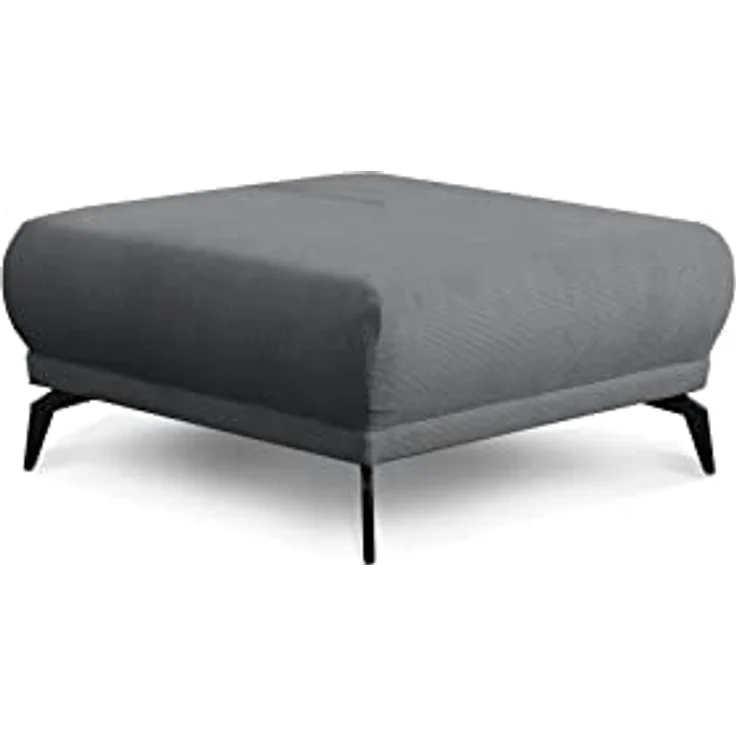 CAVADORE Hocker Cooper / Polsterhocker mit schwarzen Metallfüßen und feinem Cord-Bezug, als Beistellhocker oder Sitzhocker / 89 x 43 x 89 / Cord, Dunkelgrau – Bild 1
