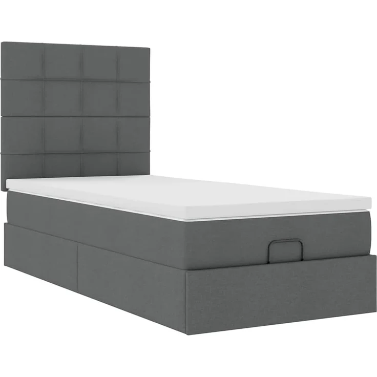 vidaXL Ottoman-Bett mit Matratze Dunkelgrau 100x200 cm Stoff 3313134 – Bild 4