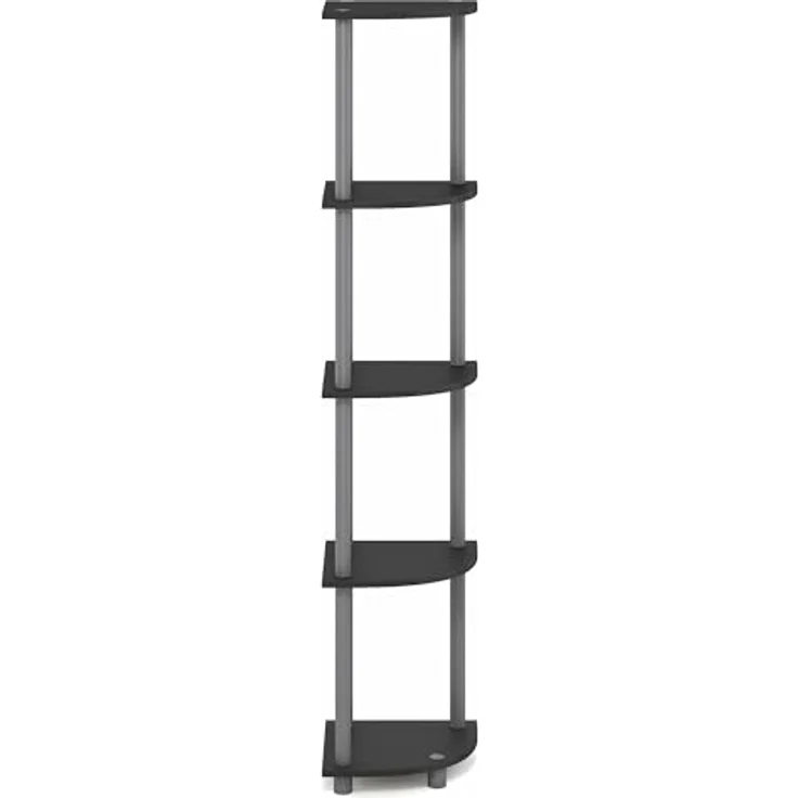 Furinno Turn-N-Tube Eckregal, 5-stöckiges Eck Bücherregal, Offene Aufbewahrungsregale, für Organisation und Aufbewahrung, Wohnzimmer, Home Office, Garage, Schlafzimmer, Rein Schwarz – Bild 10