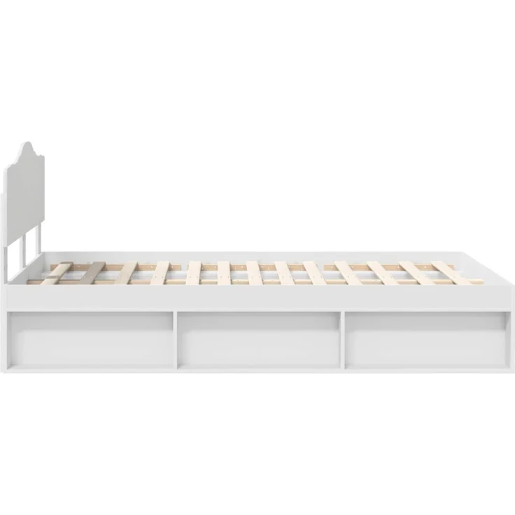 vidaXL Bettrahmen mit Kopfteil Weiß 120 x 190 cm Massives Kiefernholz 3412925 – Bild 7