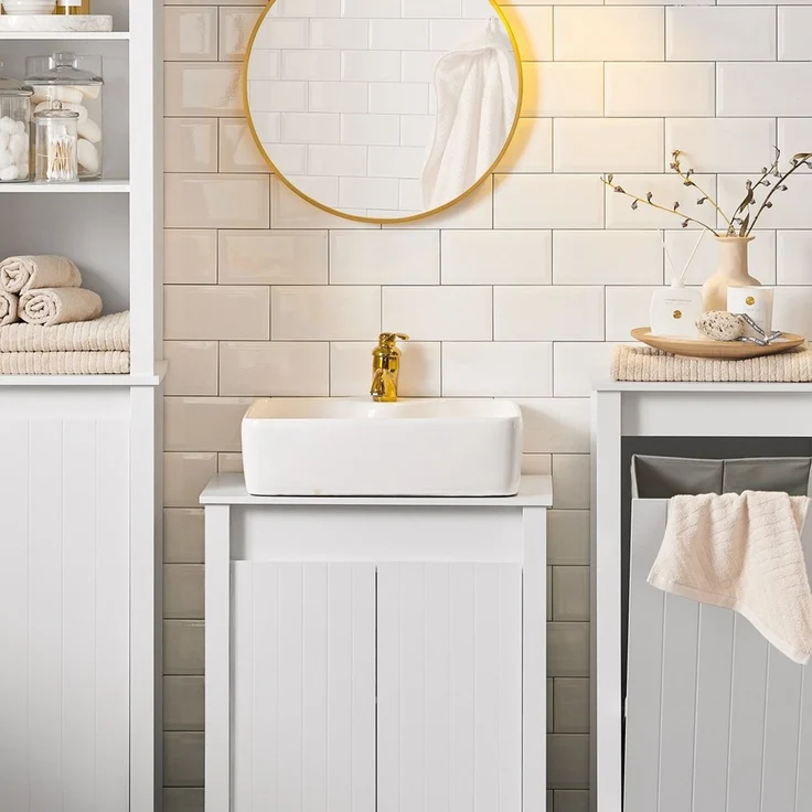 SoBuy BZR101-W Waschbeckenunterschrank, MDF, Lackiert, Weiß, 60 x 65,5 x 34 cm – Bild 5