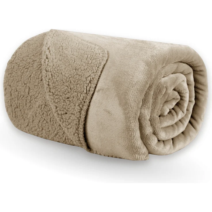 Kuscheldecke "Teddy Fleece" Sherpa/Flanell, 150x200cm Beige – Bild 1