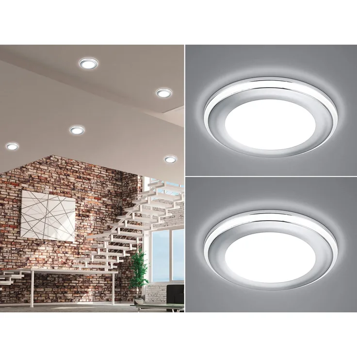Runder LED Deckeneinbaustrahler 2er Set in Silber Chromfarben Ø 8,2cm