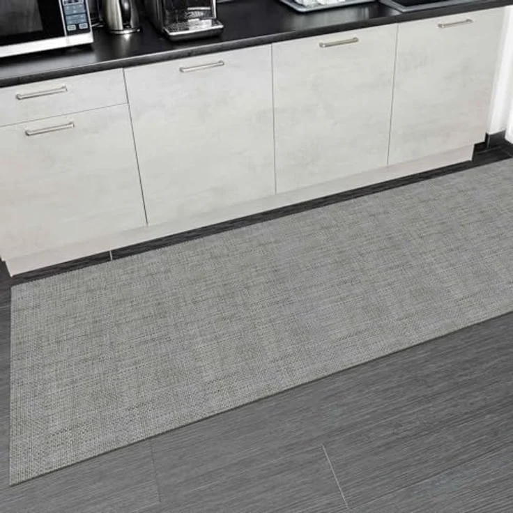 ANRO TATAMI Küchenläufer, Hochwertiger Outdoorläufer in Grau, Eckig, Höhe 3 mm, Rattanoptik, Fußbodenheizungs- und Trittschalldämmung geeignet – Bild 8