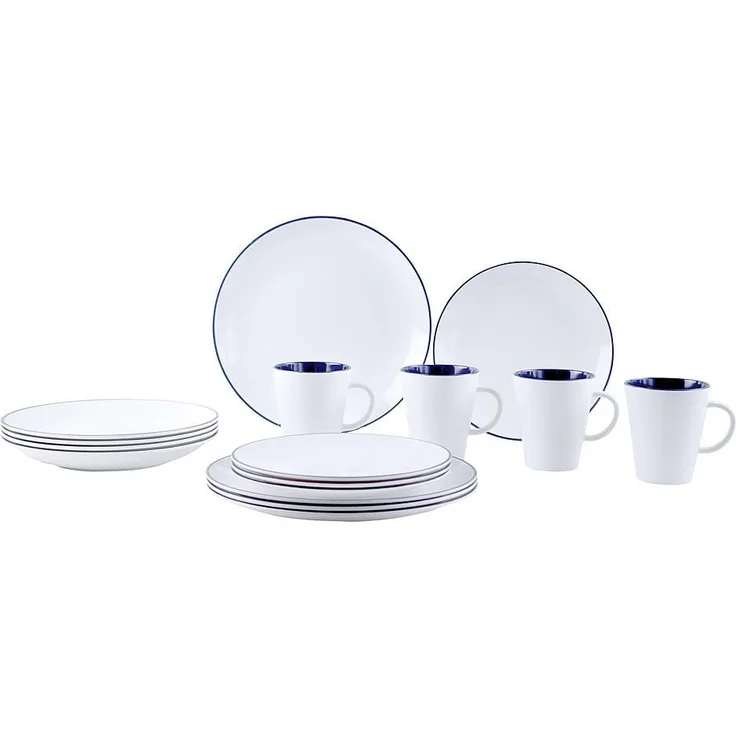 Gimex Geschirrset Linea Blue 16-tlg. weiß/blau