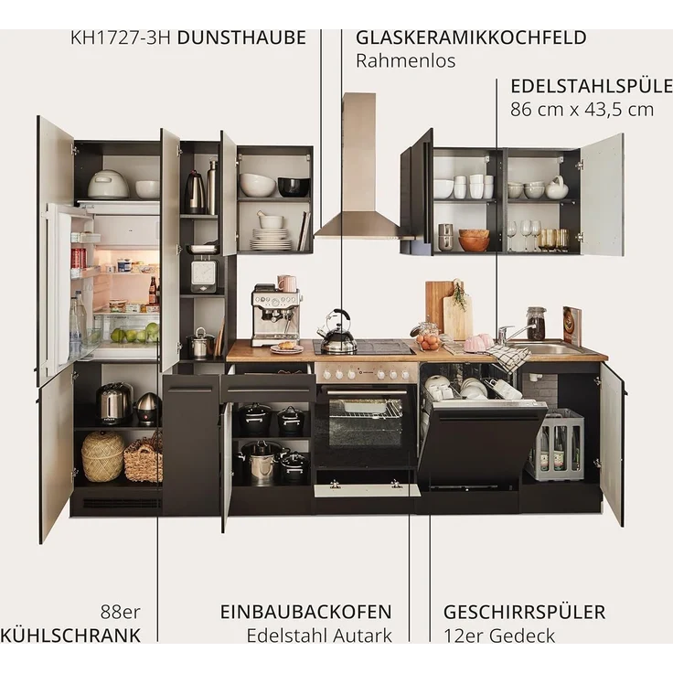 BASIC by Balculina Küchenzeile Jazz, Breite 310 cm, wahlweise mit E-Geräten – Bild 5