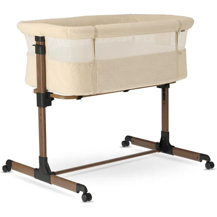 Deryan Snoozy Teddy Co-Sleeper 3 in 1 Babybett bis 9 kg, Beistellbett, Wiege, Höhenverstellug und Einstellung der Neigung der Matratze, 4 Räder mit Bremse Ergonomische Matratze Tasche, Nougat