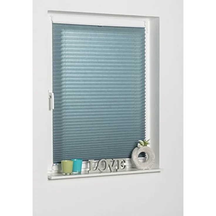 Khome Klemmfix-Plissee 40 x 210 cm, Lichtschutz in Petrol mit moderner Crushed Optik, stufenlos verstellbar und ohne Bohren montierbar – Bild 2