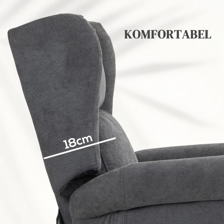 Rayofly-Relaxsessel mit Aufstehhilfe und Liegefunktion, bis 200 kg, Dunkelgrau, H 111 cm x T 74 cm x B 94 cm – Bild 7