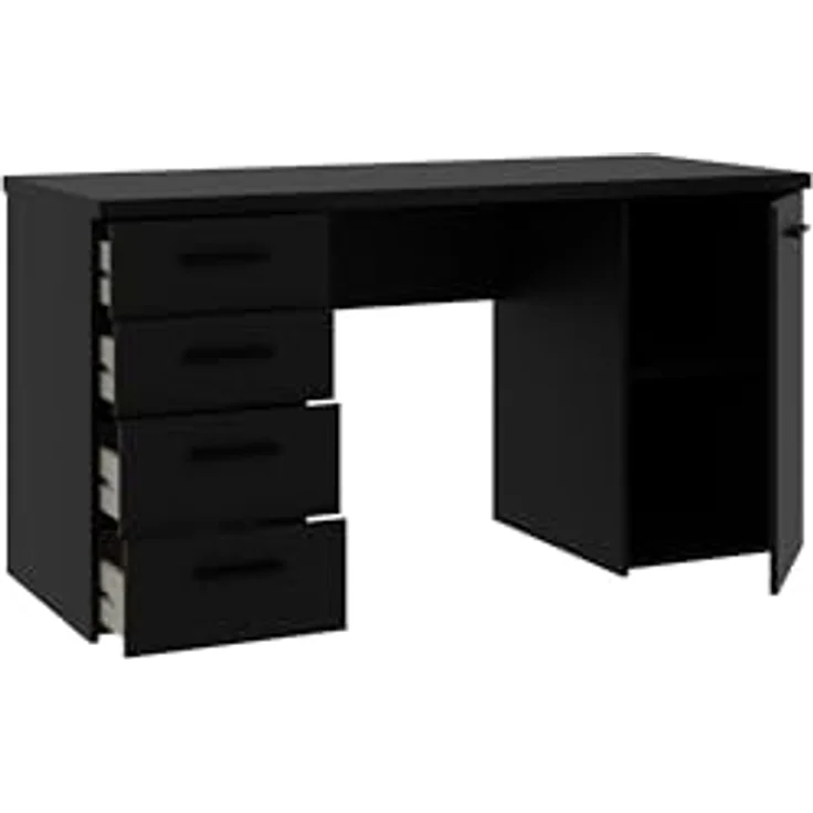 FORTE NET106 Schreibtisch, Engineered Wood, schwarz, 145 x 76,3 x 60 – Bild 5