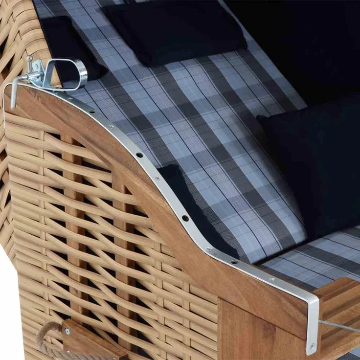 TRENDY by deVries 'Trend 10+' Strandkorb, Stoff 745, Geflecht natur, Akazienholz FSC® 100% – Bild 2