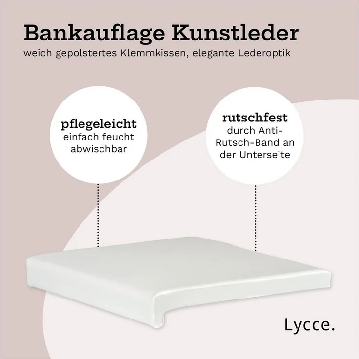 Lycce Bankauflage Klemmkissen, Sitzkissen 1 Leiste, 35cm Klemmtiefe, weich gepolstert, (1 St), verrutscht nicht, hochwertiger Kunstlederbezug, verschiedene Farben – Bild 2