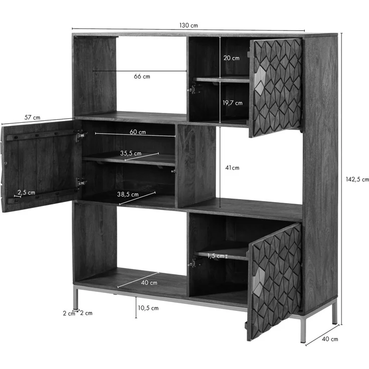 Regal Mango 130x40x142,5 braun geölt DIAMOND #219 – Bild 8