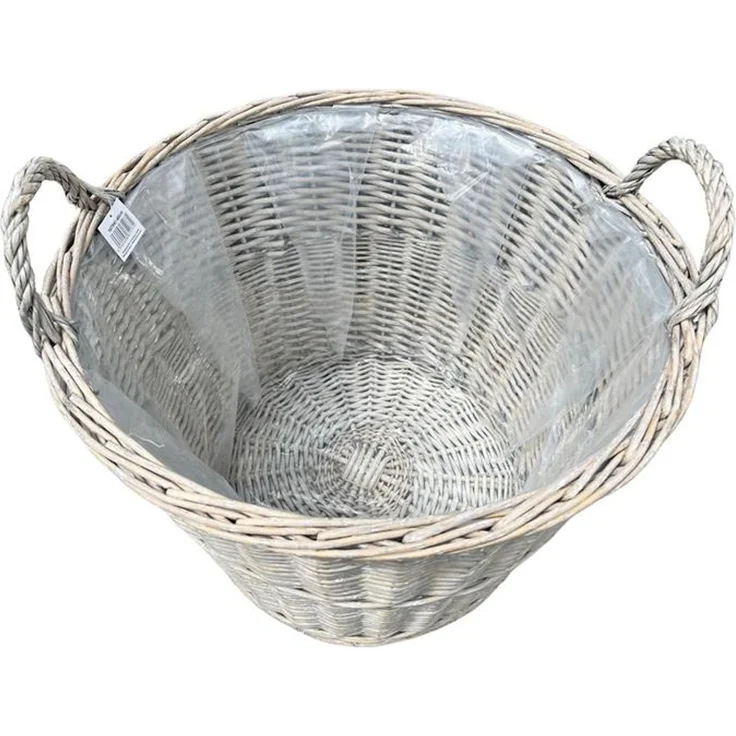 Rattan Pflanzkorb "Rustikal" rund Ø 60x45 cm groß, grau, Outdoor Blumentopf, Pflanzkübel, Pflanztopf für Draußen, Blumenkübel – Bild 7