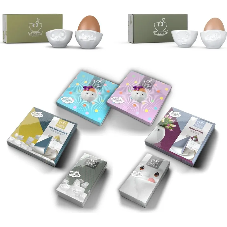 FIFTYEIGHT PRODUCTS Eierbecher Set 4-tlg. + Servietten - Eierbecher Weiß - 1 Set, (1-tlg)