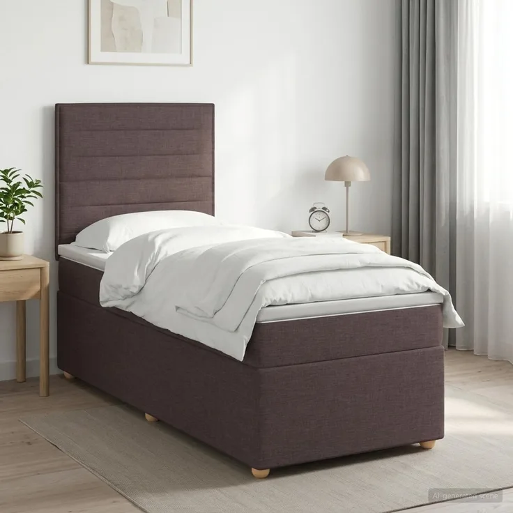 vidaXL Boxspringbett mit Matratze Dunkelbraun 80 x 200 cm Stoff 3453749