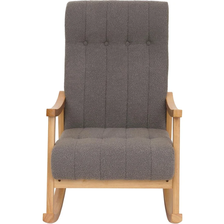 Schaukelstuhl HWC-K10, Relaxsessel, Holz FSC® Stoff/Textil Bouclé (450g/m²) ~ dunkelgrau, Gestell natur – Bild 7