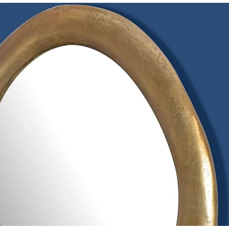 MID.YOU Wandspiegel, oval, Glas, Gold, 50x71x3 cm, senkrecht montierbar – Bild 6