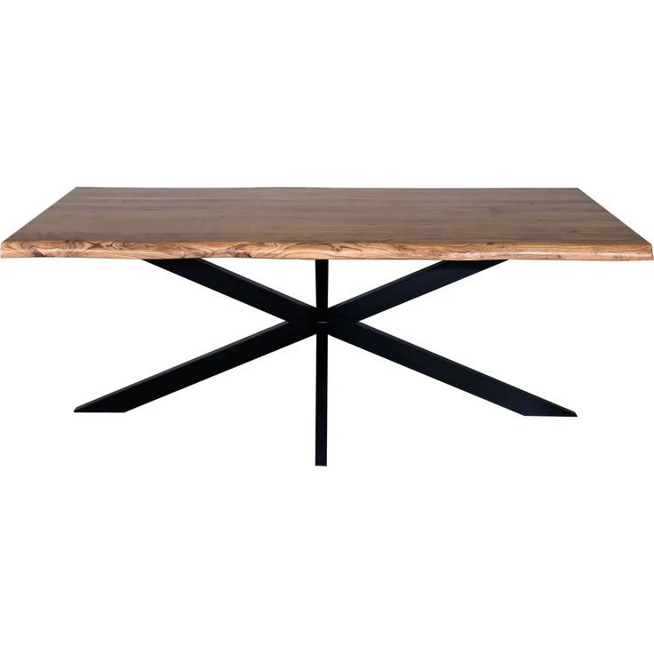 LC Home Esstisch »Ottawa« 180x90 cm Akazie massiv – Massivholztisch mit Baumkante & schwarzem Spinnengestell – Bild 4