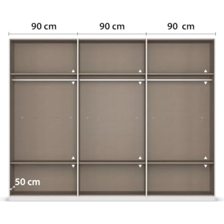Rauch Möbel MYLORA, Kleiderschrank, Farbe Beige, Breite 271 cm | Schrank mit patentiertem Schnellmontagesystem, 6-türig, Zubehör Classic, für Schlafzimmer, Kinderzimmer, Garderobe, Flur – Bild 8