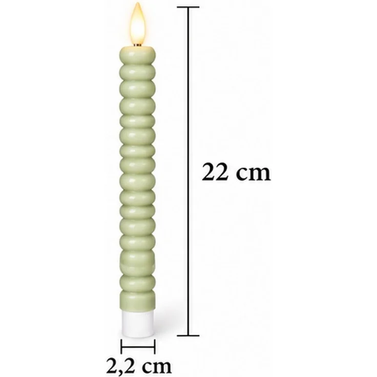 dasmöbelwerk LED-Kerze LED-Stabkerzen 2er Set Ø2,2x22 cm Dinnerkerze Timer Grün, Leuchtmittel nicht enthalten – Bild 3