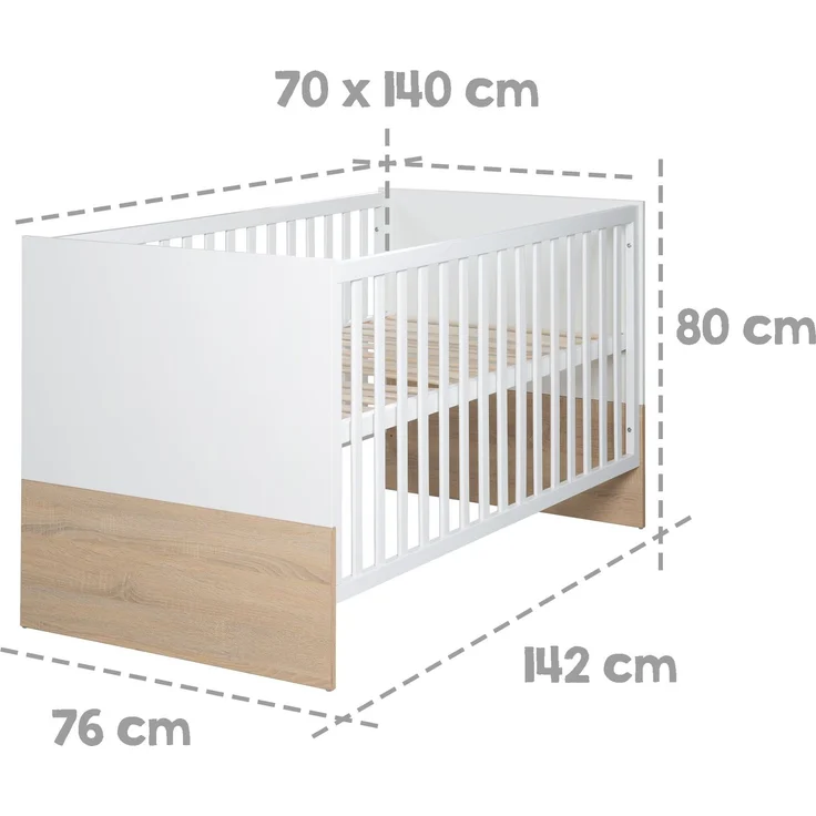 roba Kinderbett 'Gabriella' - 70 x 140 cm - höhenverstellbar - 3 Schlupfsprossen - Weiß / Eiche – Bild 3